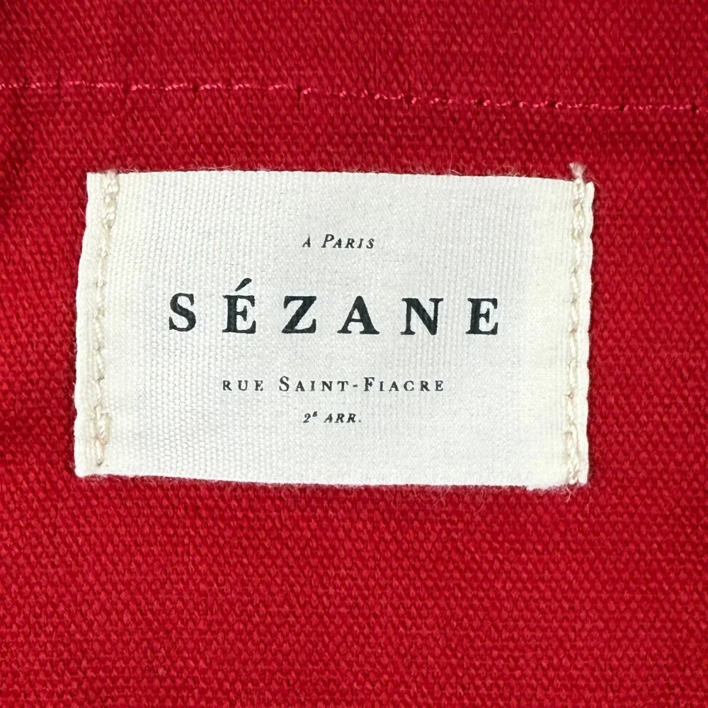 Sezane Red LOVE‎ Graphic Cotton Canvas Tote Bag Paris French Chic Shopping Bag